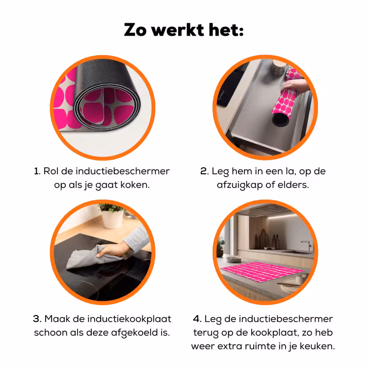 Stippen - Patroon - Roze Inductie beschermer vinyl 3mm klein 276 -zzzzzzz-td-werking