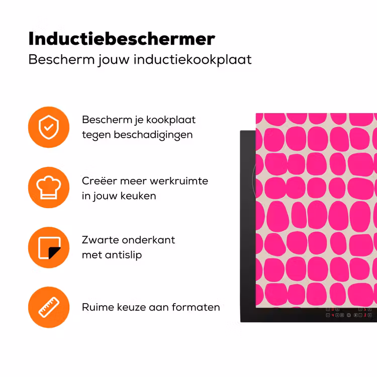 Stippen - Patroon - Roze Inductie beschermer vinyl 3mm klein 276 -zzzzzzz-td-ups