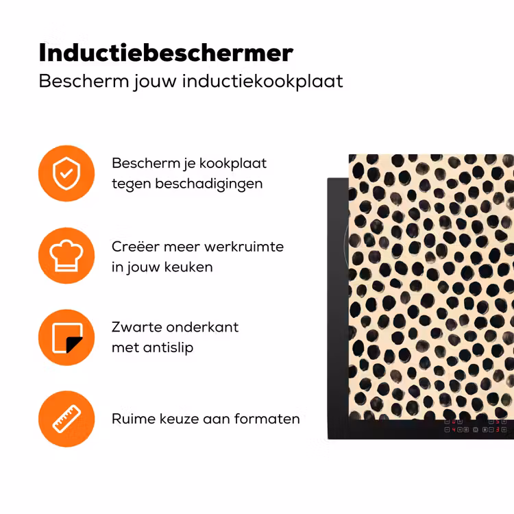 Stippen - Patroon - Zwart Inductie beschermer vinyl 3mm klein 276 -zzzzzzz-td-ups