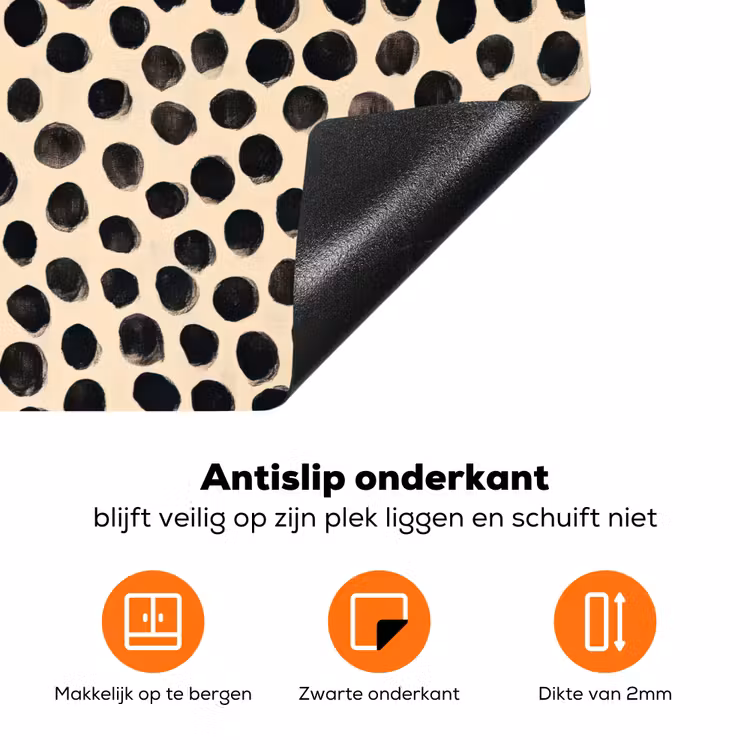 Stippen - Patroon - Zwart Inductie beschermer vinyl 3mm klein 276 -zzzzzzz-td-onderkant
