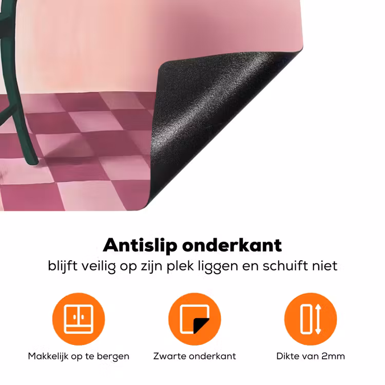 Stoel - Vaas - Bloemen - Geblokt Inductie beschermer vinyl 3mm klein -zzzzzzz-td-onderkant