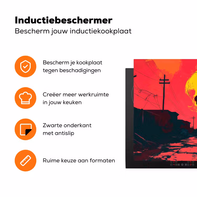 Straat - Verlaten - Schedel - Geel Inductie beschermer vinyl 3mm klein -zzzzzzz-td-ups