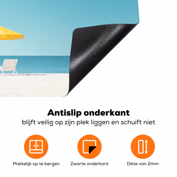 Strand - Blauwe lucht - Geel - Parasol Inductie beschermer vinyl 3mm klein -zzzzzzz-td-onderkant