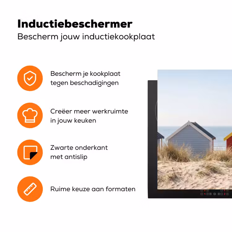 Strand - Huisjes - Kleurrijk - Duinen Inductie beschermer vinyl 3mm klein -zzzzzzz-td-ups