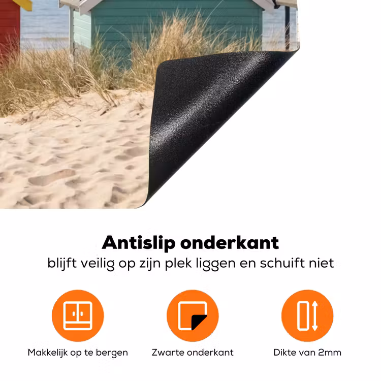 Strand - Huisjes - Kleurrijk - Duinen Inductie beschermer vinyl 3mm klein -zzzzzzz-td-onderkant