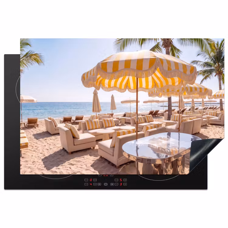 Strand - Ligbedden - Vakantie - Modern - Geel Inductie beschermer vinyl 3mm klein -3d