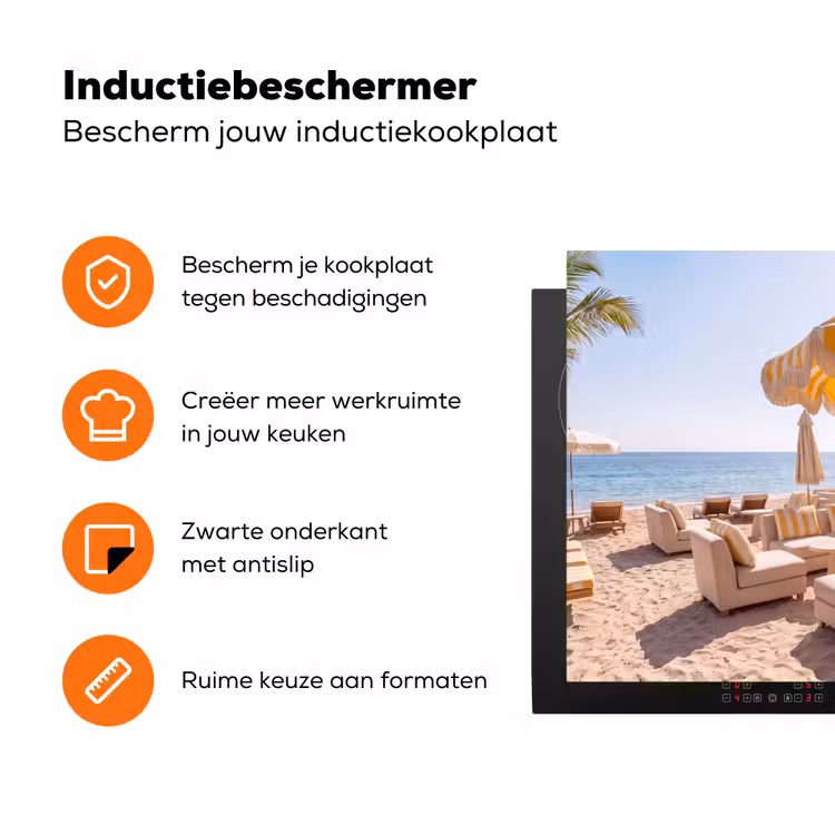 Strand - Ligbedden - Vakantie - Modern - Geel Inductie beschermer vinyl 3mm klein -zzzzzzz-td-ups