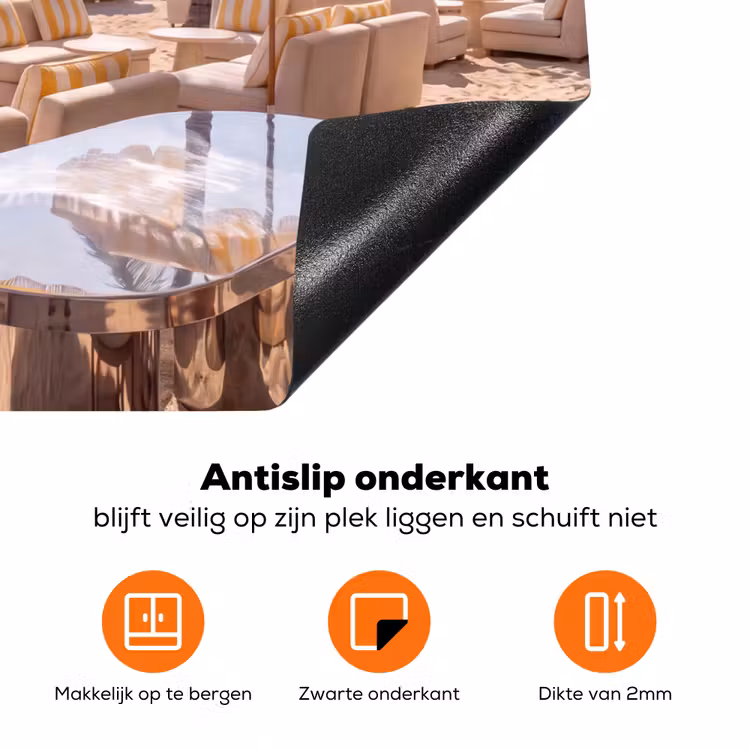 Strand - Ligbedden - Vakantie - Modern - Geel Inductie beschermer vinyl 3mm klein -zzzzzzz-td-onderkant
