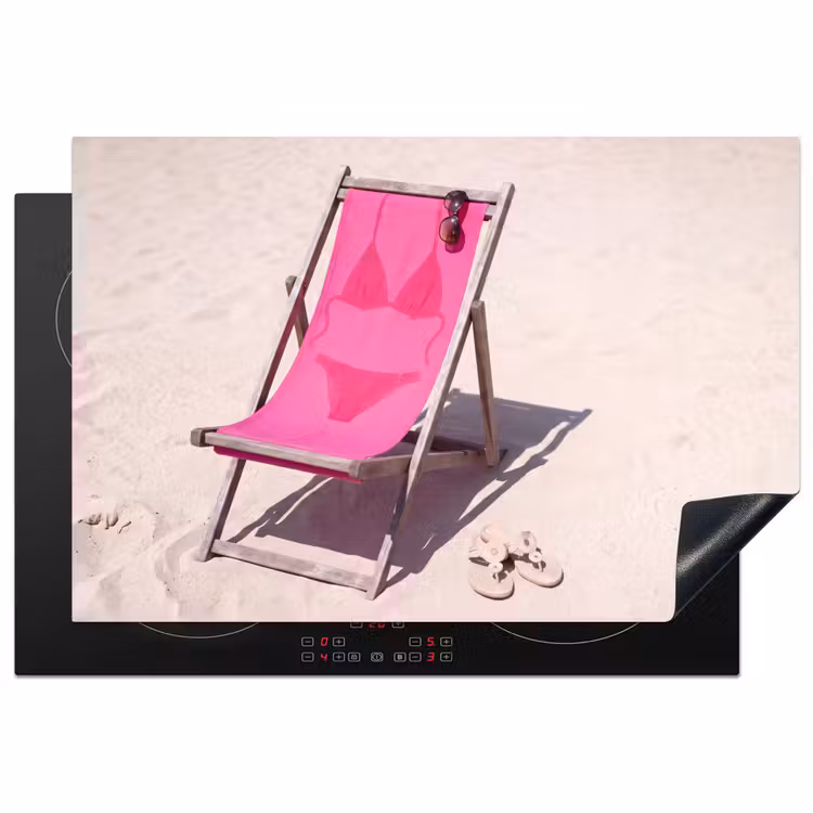 Strand - Ligstoel - Badkleding - Zomer - Roze Inductie beschermer vinyl 3mm klein -3d