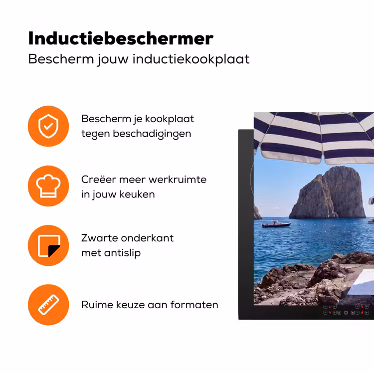 Strand - Ligstoel - Parasol - Zomer - Blauw Inductie beschermer vinyl 3mm klein -zzzzzzz-td-ups