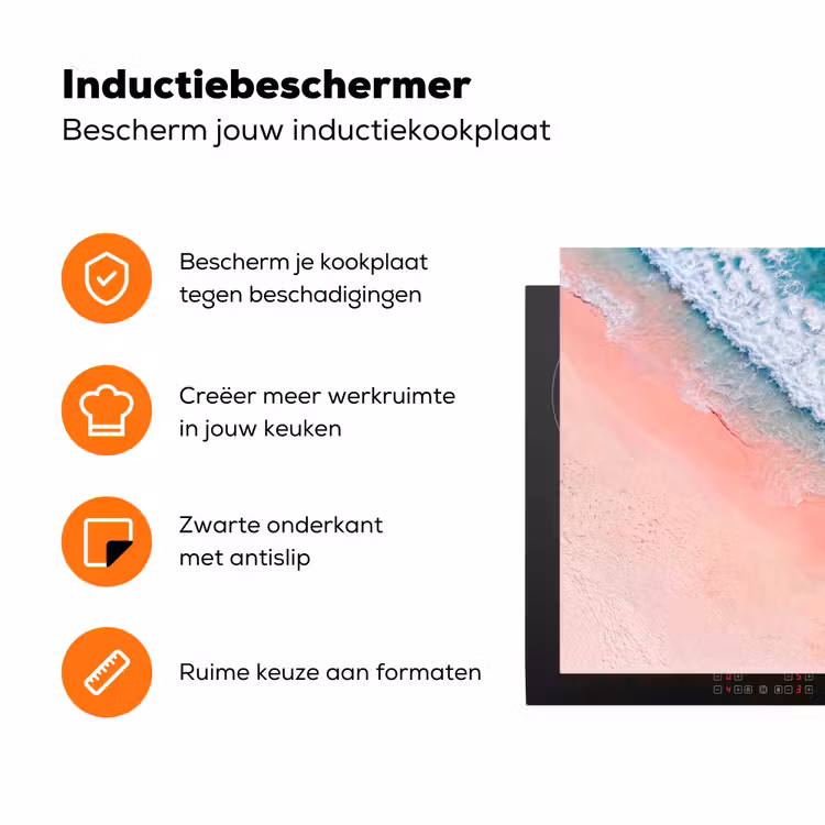 Strand - Oceaan - Golven - Roze Zand - Natuur Inductie beschermer vinyl 3mm klein -zzzzzzz-td-ups