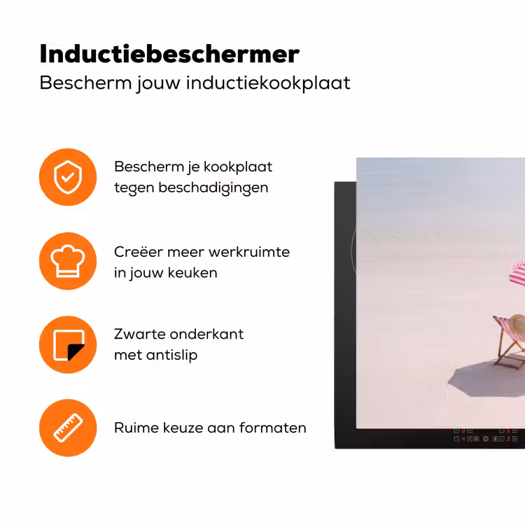 Strand - Parasol - Ligstoel - Zomer - Roze Inductie beschermer vinyl 3mm klein -zzzzzzz-td-ups