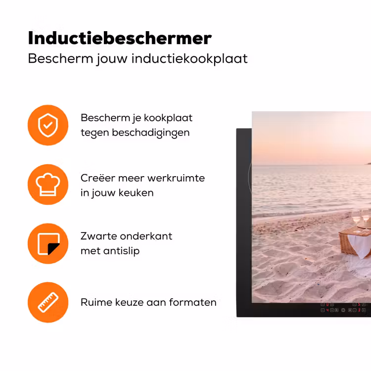 Strand - Picknick - Zonsondergang - Zomer - Natuur Inductie beschermer vinyl 3mm klein -zzzzzzz-td-ups