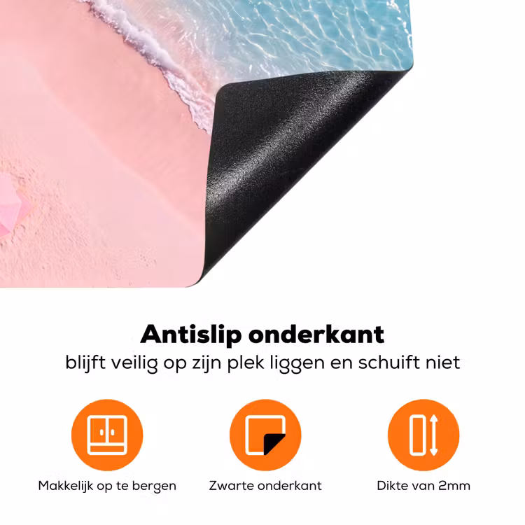 Strand - Roze zand - Zee - Zomer - Natuur Inductie beschermer vinyl 3mm klein -zzzzzzz-td-onderkant