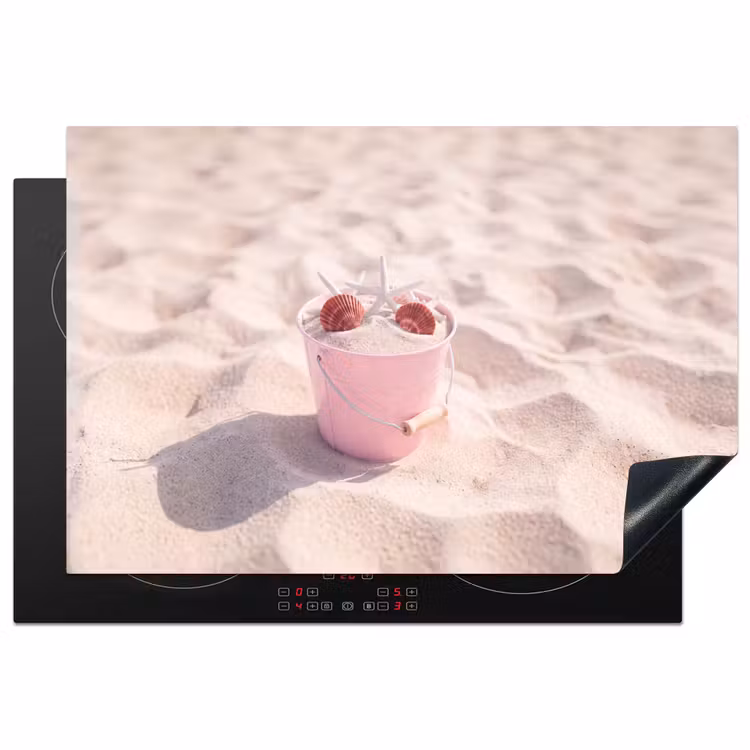 Strand - Schelpen - Zomer - Roze - Decoratie Inductie beschermer vinyl 3mm klein -3d