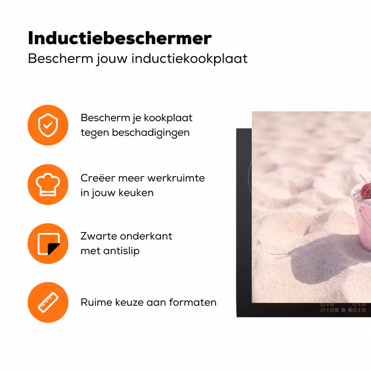 Strand - Schelpen - Zomer - Roze - Decoratie Inductie beschermer vinyl 3mm klein -zzzzzzz-td-ups