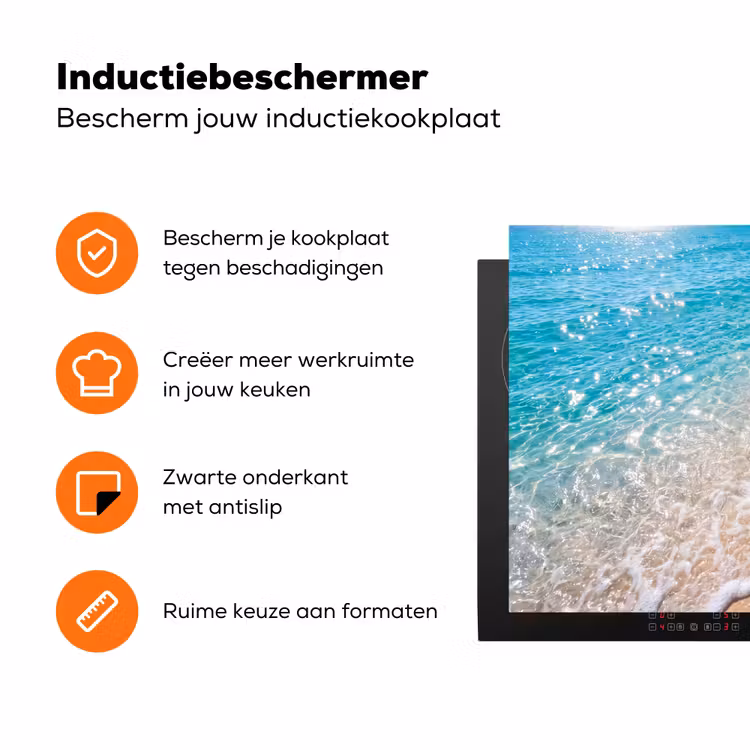 Strand - Water - Natuur - Blauw - Beige Inductie beschermer vinyl 3mm klein -zzzzzzz-td-ups