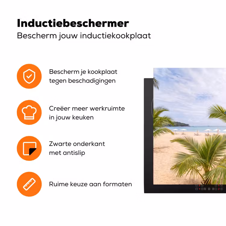 Strand - Wegwijzer - Palmen - Tropisch - Groen Inductie beschermer vinyl 3mm klein -zzzzzzz-td-ups
