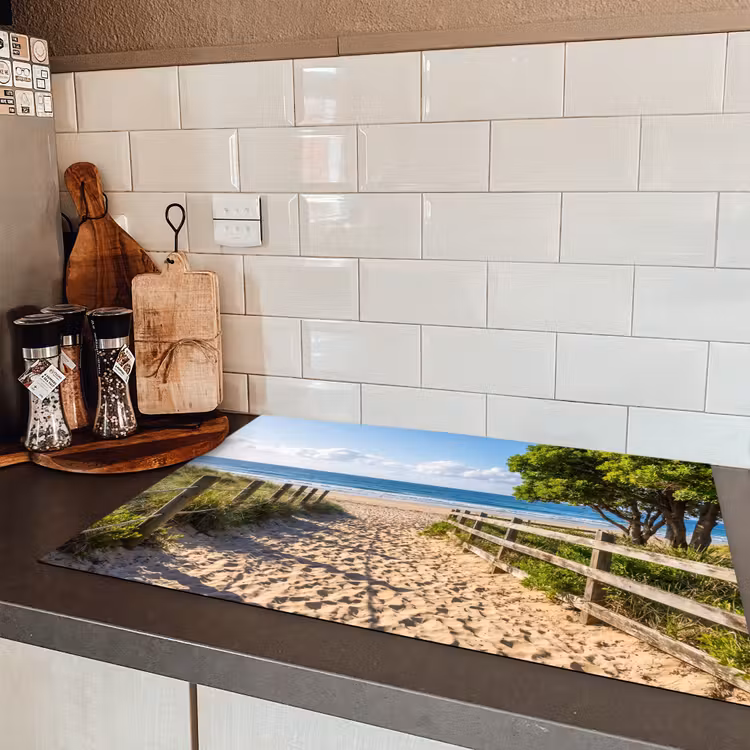 Strand - Zandpad - Oceaan - Natuur Inductie beschermer vinyl 3mm klein -sfeer3