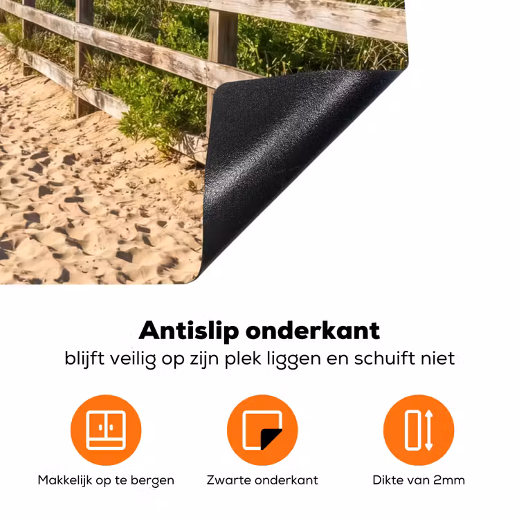 Strand - Zandpad - Oceaan - Natuur Inductie beschermer vinyl 3mm klein -zzzzzzz-td-onderkant