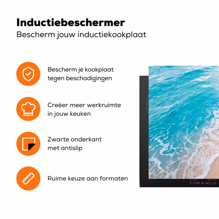 Strand - Zee - Golf - Natuur - Blauw Inductie beschermer vinyl 3mm klein -zzzzzzz-td-ups
