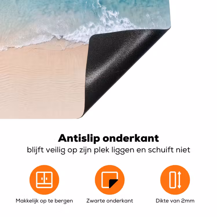 Strand - Zee - Golven - Natuur - Blauw Inductie beschermer vinyl 3mm klein -zzzzzzz-td-onderkant