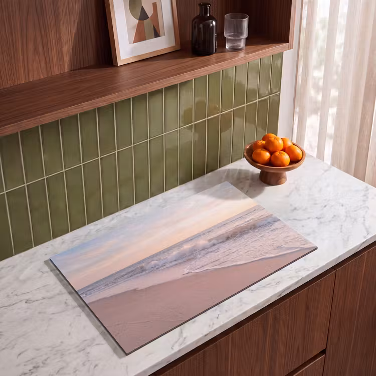 Strand - Zee - Golven - Natuur - Zonsondergang Inductie beschermer vinyl 3mm klein -sfeer8
