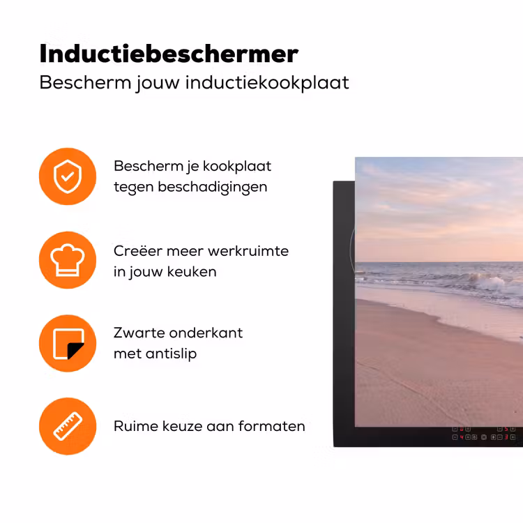 Strand - Zee - Golven - Natuur - Zonsondergang Inductie beschermer vinyl 3mm klein -zzzzzzz-td-ups
