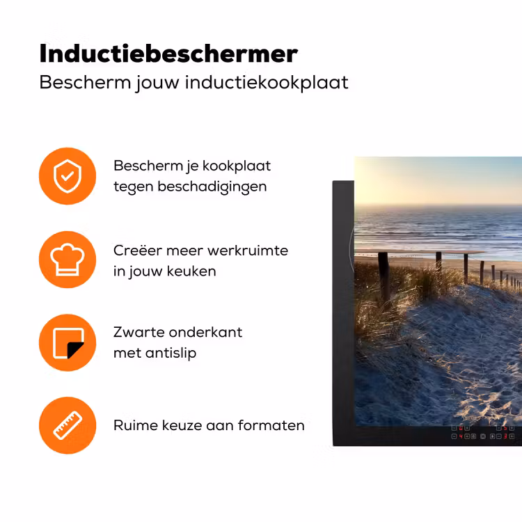 Strand - Zee - Nederland - Duinen - Zon Inductie beschermer vinyl 3mm klein -zzzzzzz-td-ups