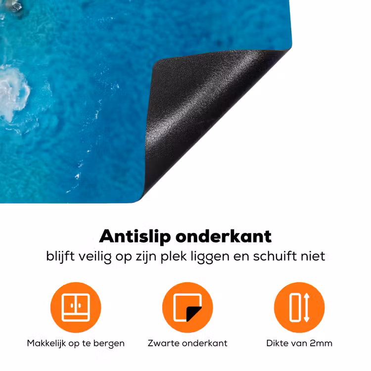 Strand - Zee - Rotsen - Natuur - Blauw Inductie beschermer vinyl 3mm klein -zzzzzzz-td-onderkant