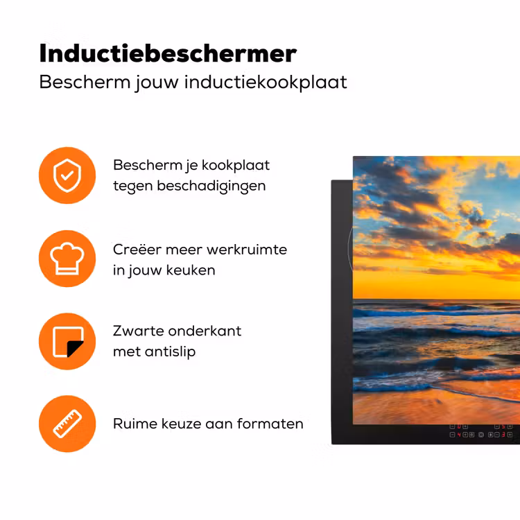 Strand - Zee - Zonsondergnag Inductie beschermer vinyl 3mm klein -zzzzzzz-td-ups
