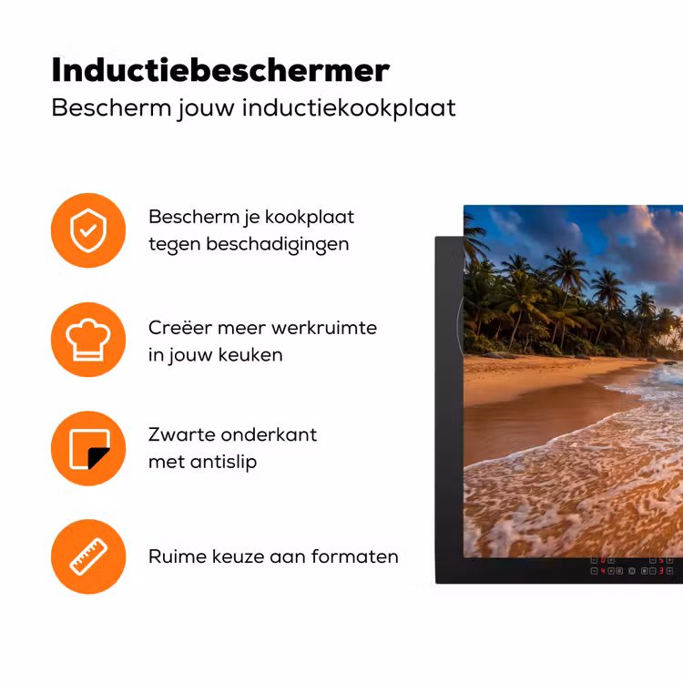 Strand - Zonsondergang - Golven - Natuur - Goud Inductie beschermer vinyl 3mm klein -zzzzzzz-td-ups