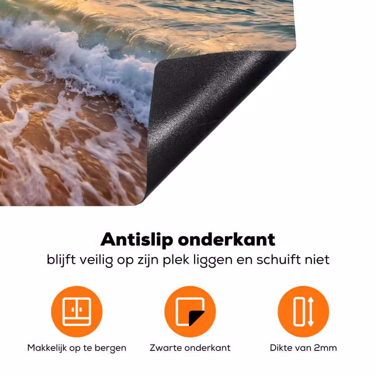 Strand - Zonsondergang - Golven - Natuur - Goud Inductie beschermer vinyl 3mm klein -zzzzzzz-td-onderkant
