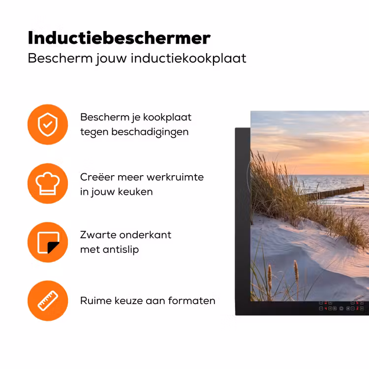 Strand - Zonsondergang - Natuur - Landschap Inductie beschermer vinyl 3mm klein -zzzzzzz-td-ups