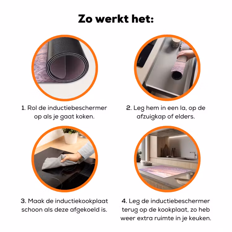 Strand - Zonsondergang - Natuur - Minimalistisch - Roze Inductie beschermer vinyl 3mm klein -zzzzzzz-td-werking