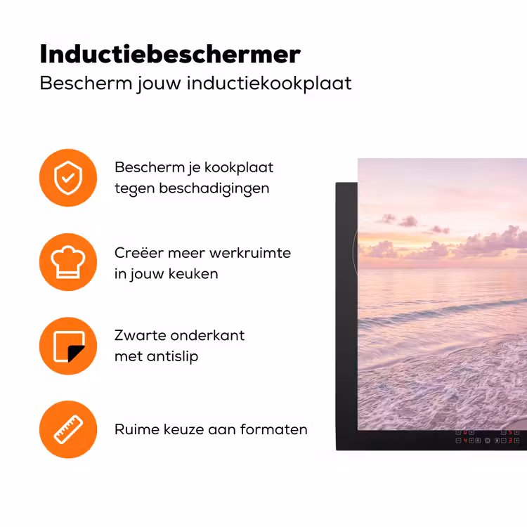 Strand - Zonsondergang - Natuur - Minimalistisch - Roze Inductie beschermer vinyl 3mm klein -zzzzzzz-td-ups