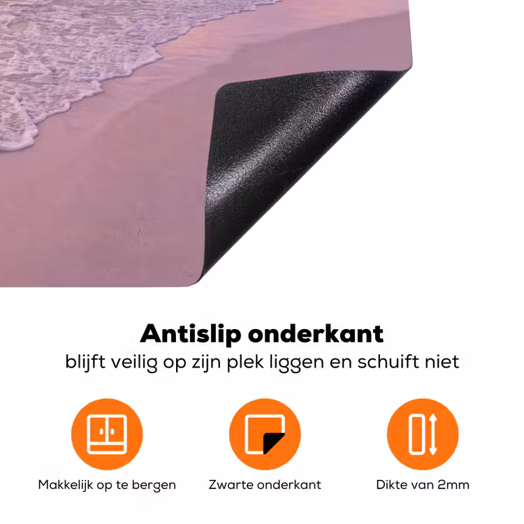 Strand - Zonsondergang - Natuur - Minimalistisch - Roze Inductie beschermer vinyl 3mm klein -zzzzzzz-td-onderkant