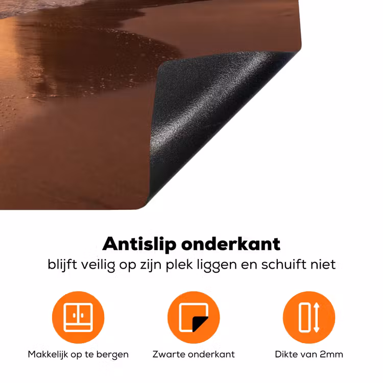 Strand - Zonsondergang - Natuur - Tropisch - Oranje Inductie beschermer vinyl 3mm klein -zzzzzzz-td-onderkant