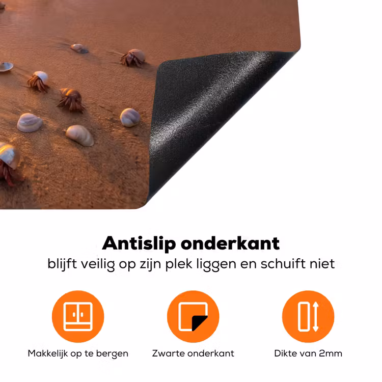 Strand - Zonsondergang - Palmbomen - Natuur - Oranje Inductie beschermer vinyl 3mm klein -zzzzzzz-td-onderkant