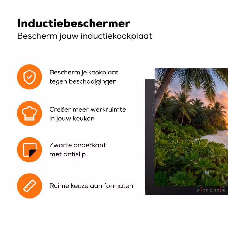 Strand - Zonsondergang - Palmbomen - Tropisch - Natuur Inductie beschermer vinyl 3mm klein -zzzzzzz-td-ups