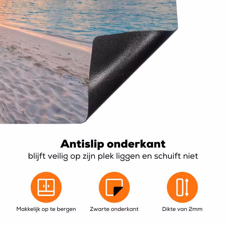 Strand - Zonsondergang - Palmbomen - Tropisch - Natuur Inductie beschermer vinyl 3mm klein -zzzzzzz-td-onderkant
