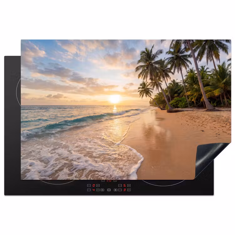 Strand - Zonsondergang - Tropisch - Natuur - Goud Inductie beschermer vinyl 3mm klein -3d