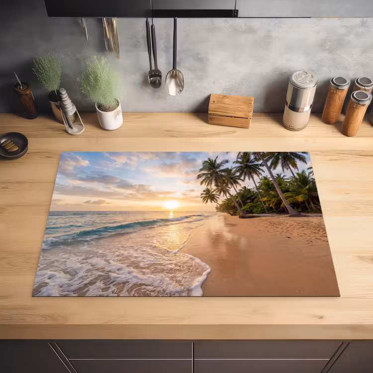Strand - Zonsondergang - Tropisch - Natuur - Goud Inductie beschermer vinyl 3mm klein -sfeer5
