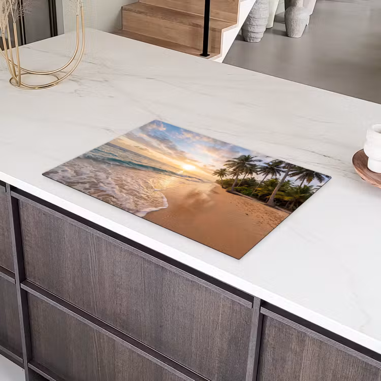 Strand - Zonsondergang - Tropisch - Natuur - Goud Inductie beschermer vinyl 3mm klein -sfeer8