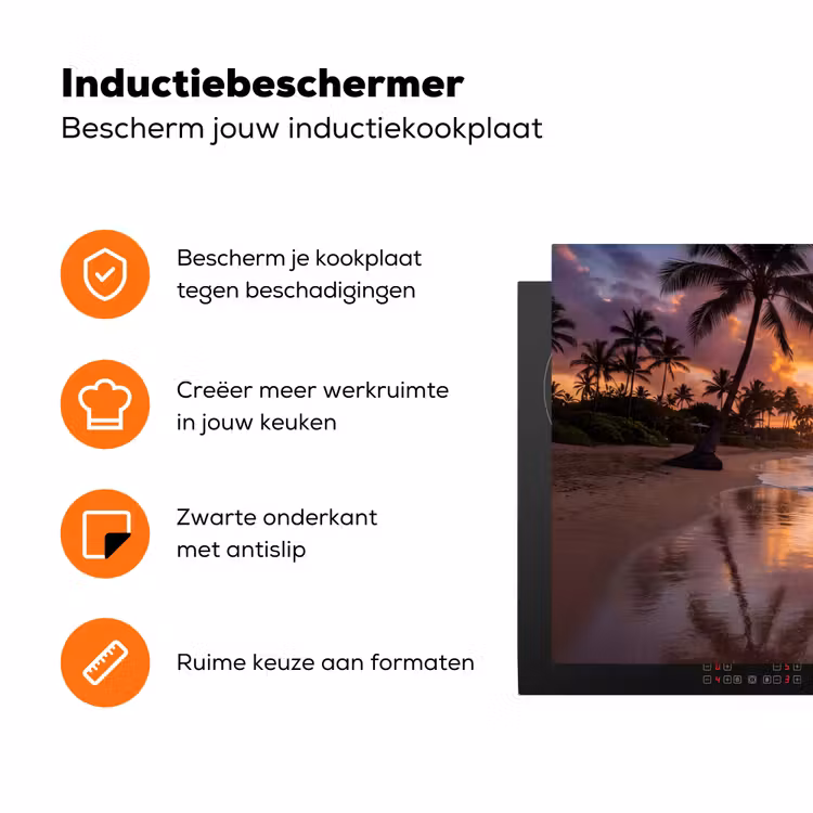 Strand - Zonsopgang - Tropisch - Natuur - Oranje Inductie beschermer vinyl 3mm klein -zzzzzzz-td-ups