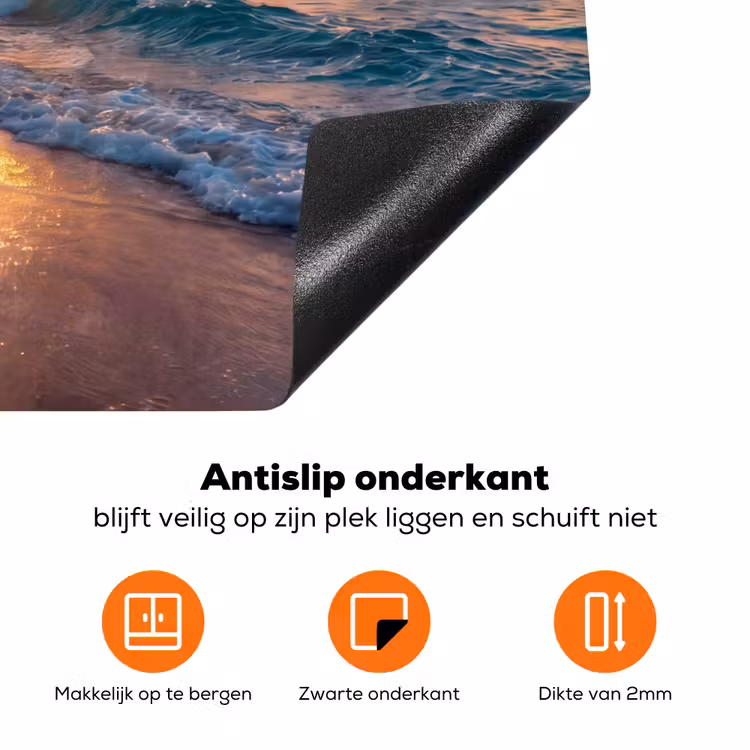 Strand - Zonsopgang - Tropisch - Natuur - Oranje Inductie beschermer vinyl 3mm klein -zzzzzzz-td-onderkant