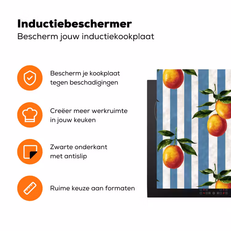 Strepen - Citroen - Blauw Inductie beschermer vinyl 3mm klein 276 -zzzzzzz-td-ups