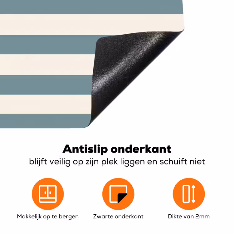 Strepen - Modern - Blauw Inductie beschermer vinyl 3mm klein 276 -zzzzzzz-td-onderkant