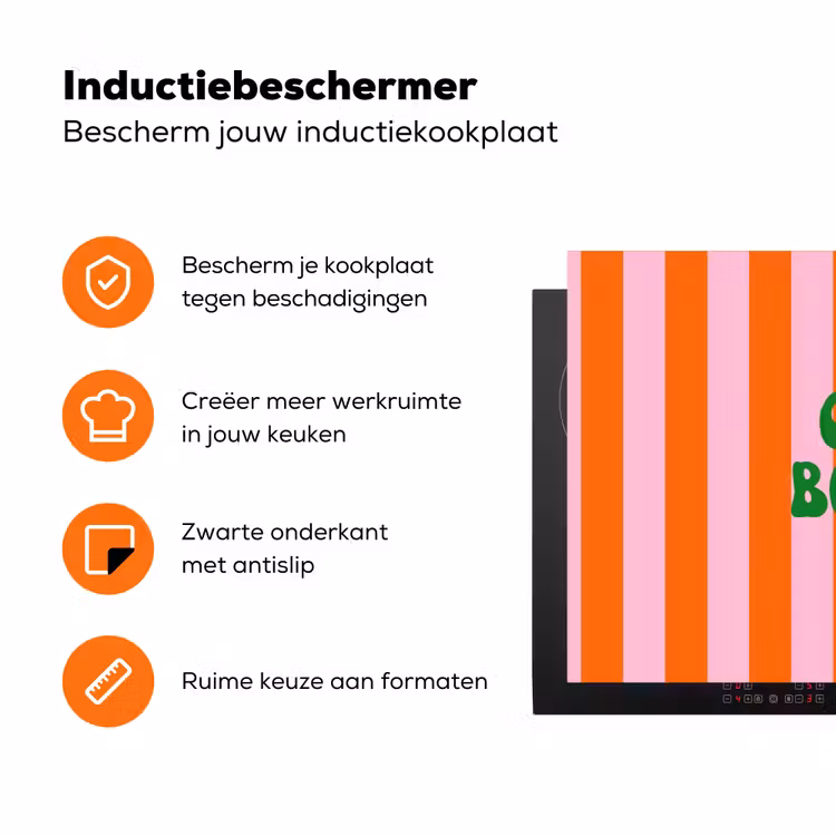 Strepen - Oranje - Verticaal - Ciao bella Inductie beschermer vinyl 3mm klein -zzzzzzz-td-ups