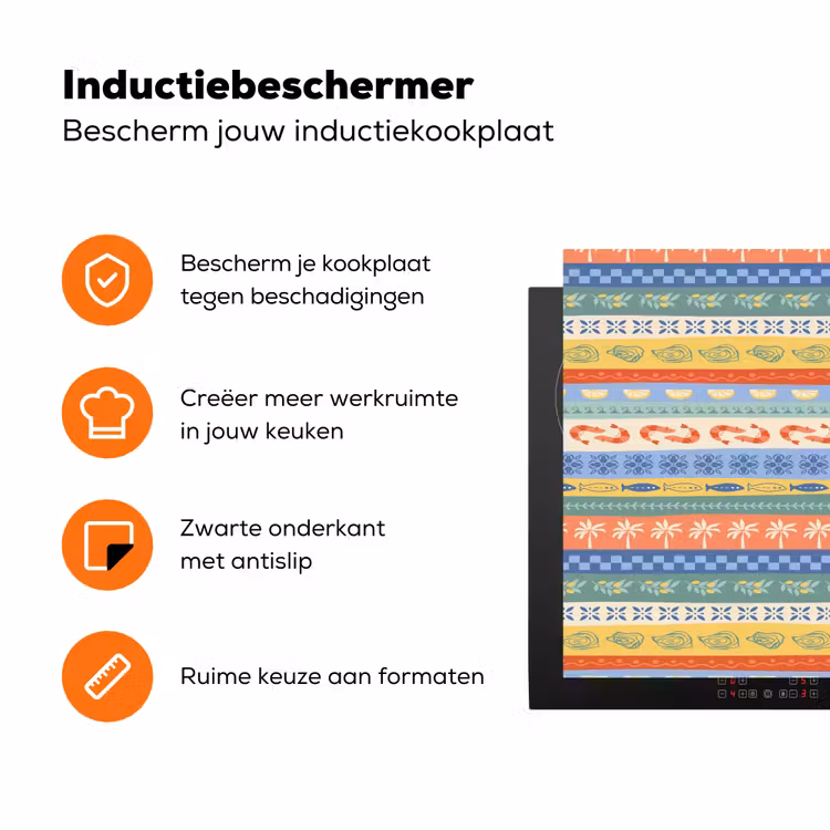 Zee - Sfeer - Oester - Garnaal Inductie beschermer vinyl 3mm klein 276 -zzzzzzz-td-ups